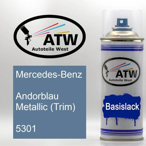 Mercedes-Benz, Andorblau Metallic (Trim), 5301: 400ml Sprühdose, von ATW Autoteile West.